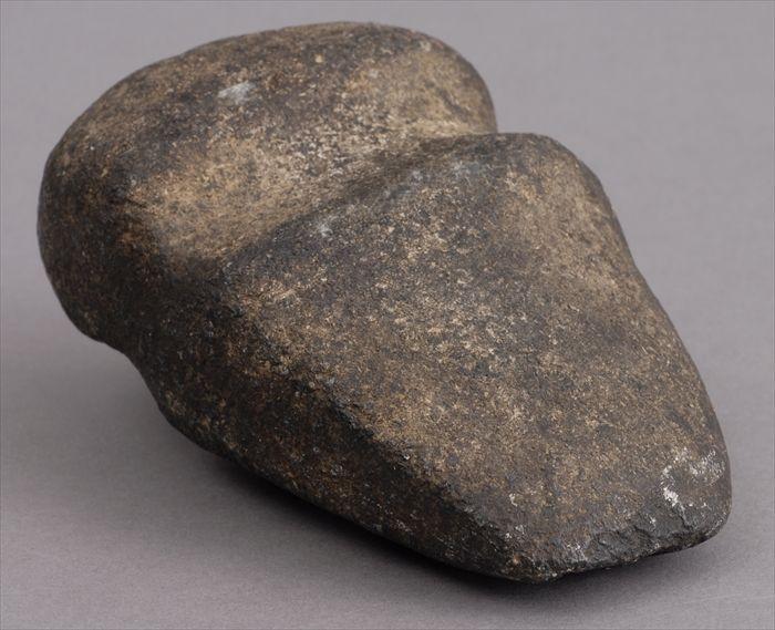 Appraisal: PRE-COLUMBIAN-STYLE GRAY STONE AXE BLADE With grooved channeled and tapered