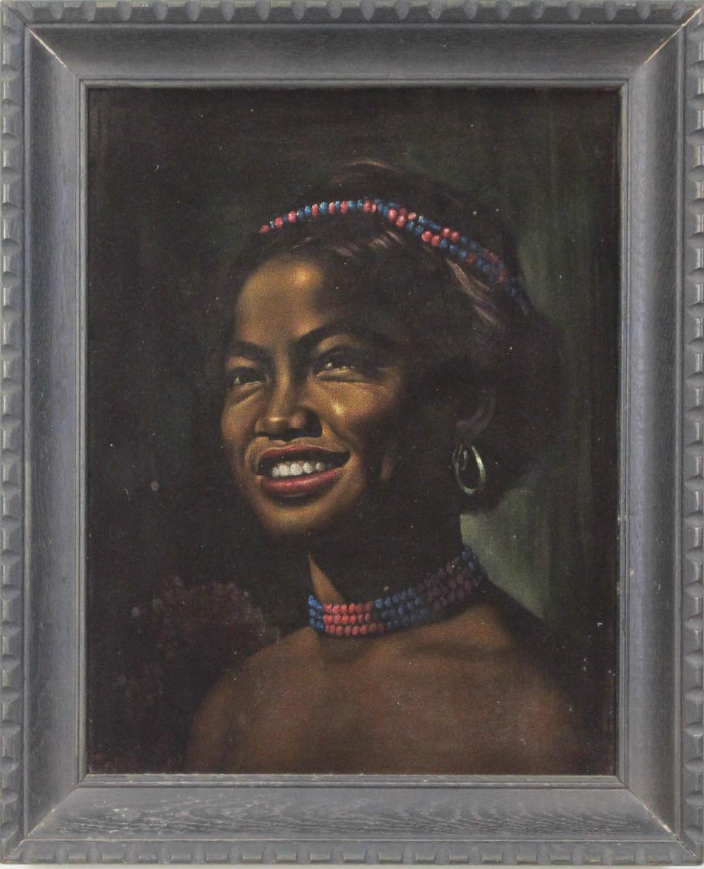 Appraisal: RALPH BURKE TYREE Hawaii - oil on velvet Samea portrait