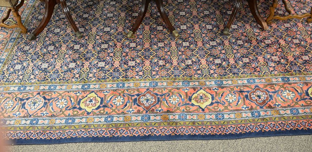 Appraisal: Oriental room size carpet wool blue ground ' x '