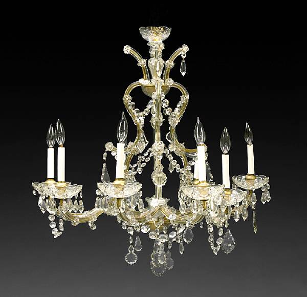 Appraisal: A Louis XV style cut glass eight light chandelier With