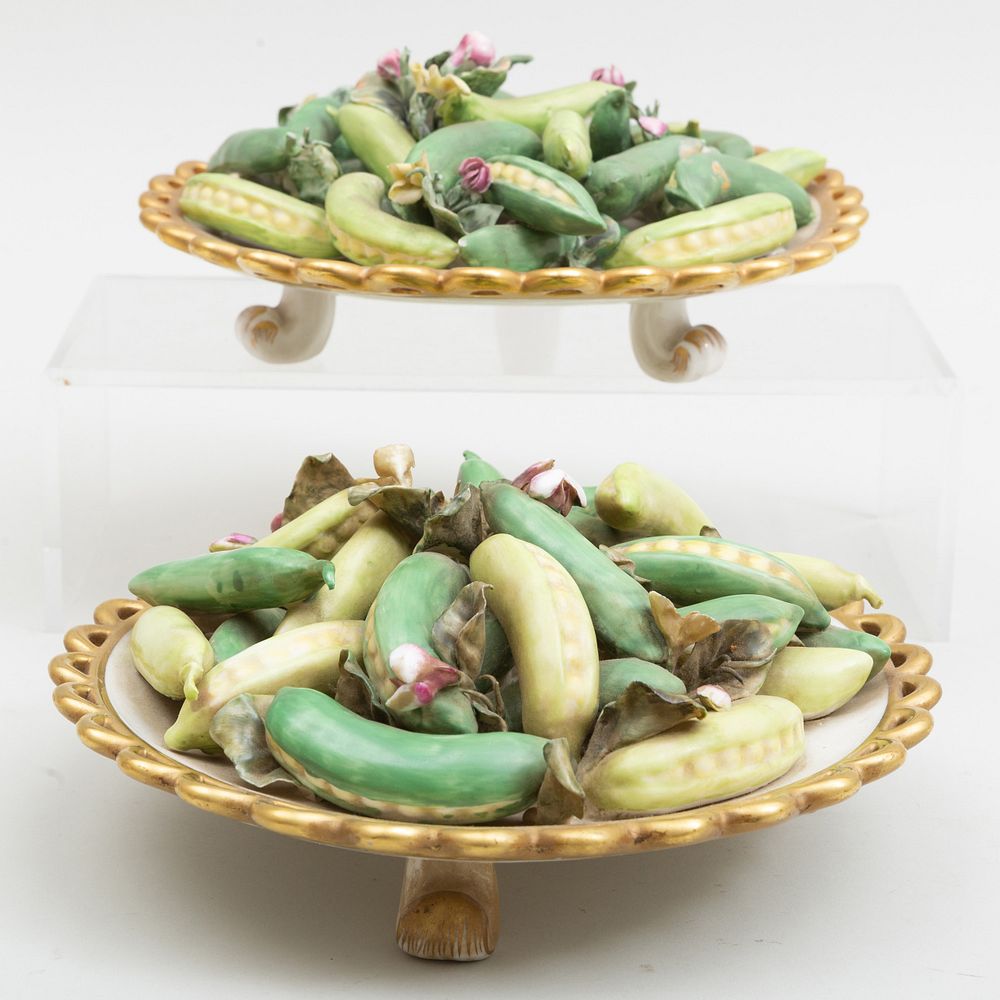 Appraisal: Pair of Italian Mottahedeh Trompe L'Oeil Models of Peas Black