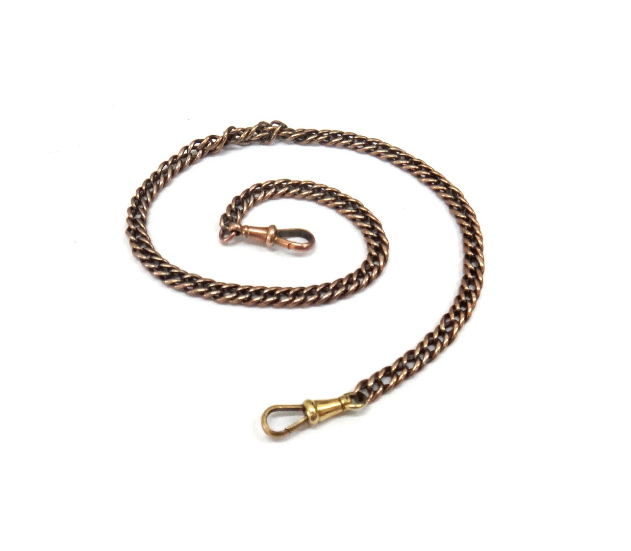 Appraisal: A gold curb link watch chain with swivel clip terminals