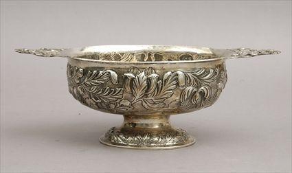 Appraisal: Continental Silver Footed Bowl with Repouss Floral Decoration x x