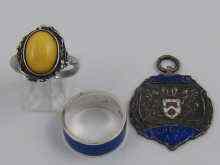 Appraisal: A silver and enamel Willesden School Sports medallion together with