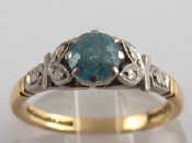 Appraisal: An antique carat gold and platinum blue stone ring stamped