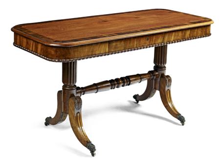 Appraisal: GEORGE IV MAHOGANY AND ROSEWOOD CROSSBANDED LIBRARY TABLE CIRCA the