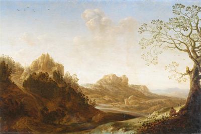 Appraisal: Herman Saftleven - Extensive river valley with a goatherd near