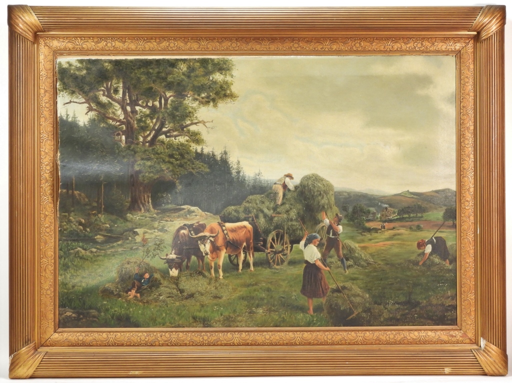 Appraisal: CHARLES ZUCK CATTLE FARMERS PAINTING United States Germany - Depicts