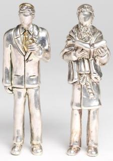 Appraisal: Judaica Sterling Silver Figures The first a rabbi wearing a