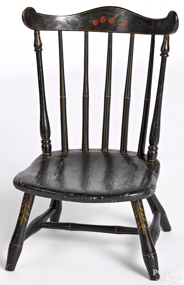 Appraisal: Pennsylvania child's fanback Windsor chair Pennsylvania child's painted fanback Windsor