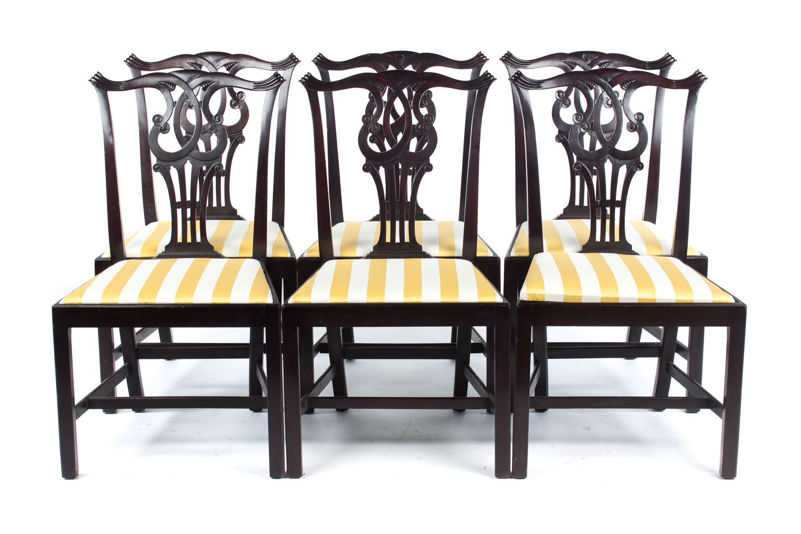 Appraisal: Six Chippendale style carved mahogany side chairs in the Massachusetts