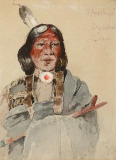 Appraisal: HENRY FARNY - Minnechiga Ogalalah Sioux watercolor on paper x