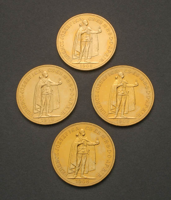 Appraisal: Lot Property of Various Owners Four Hungarian -Korona Gold Coins