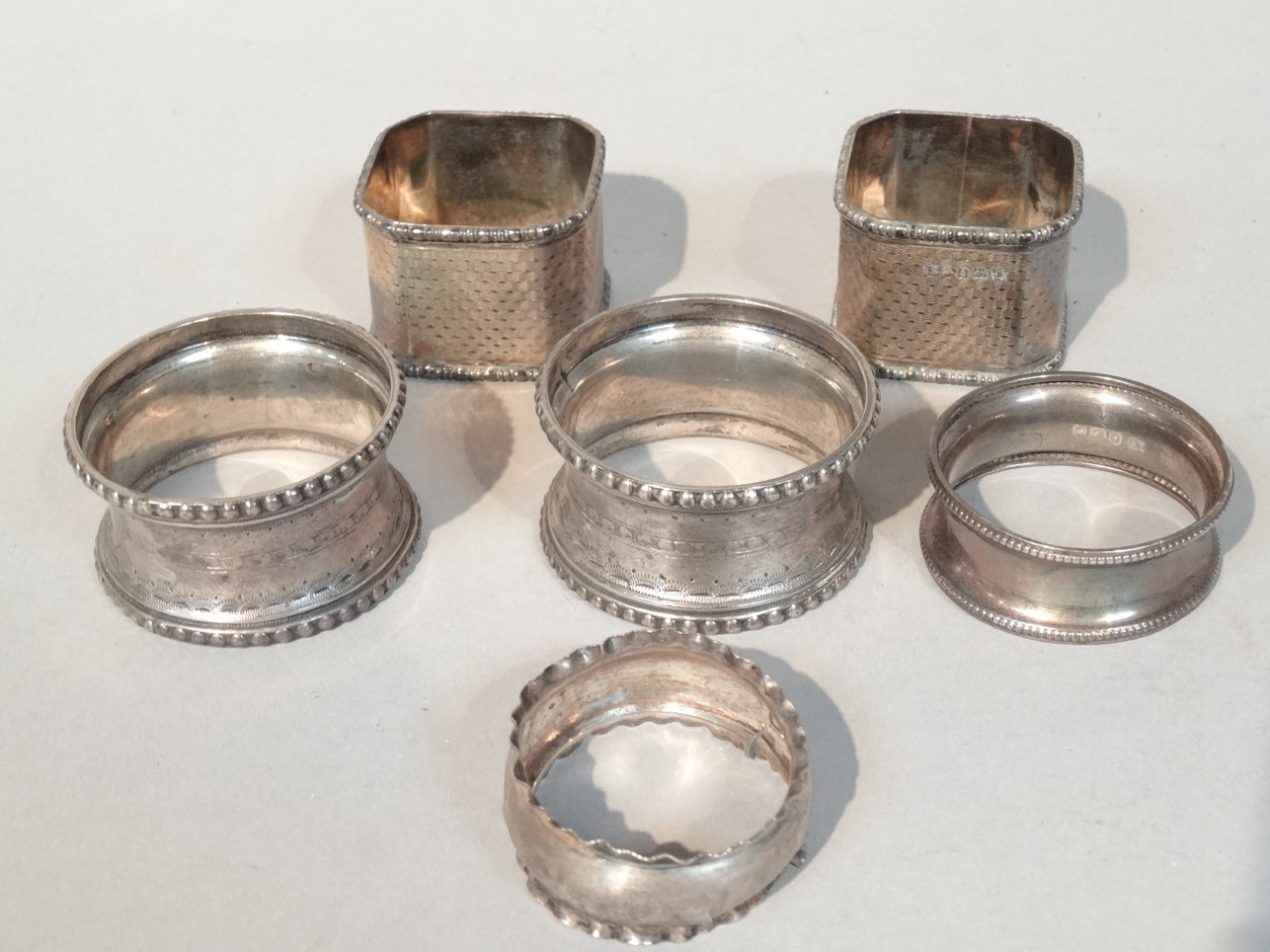 Appraisal: Various silver napkin rings to include cased pair by S