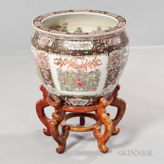 Appraisal: Large Famille Rose Bowl with Stand Large Famille Rose Bowl