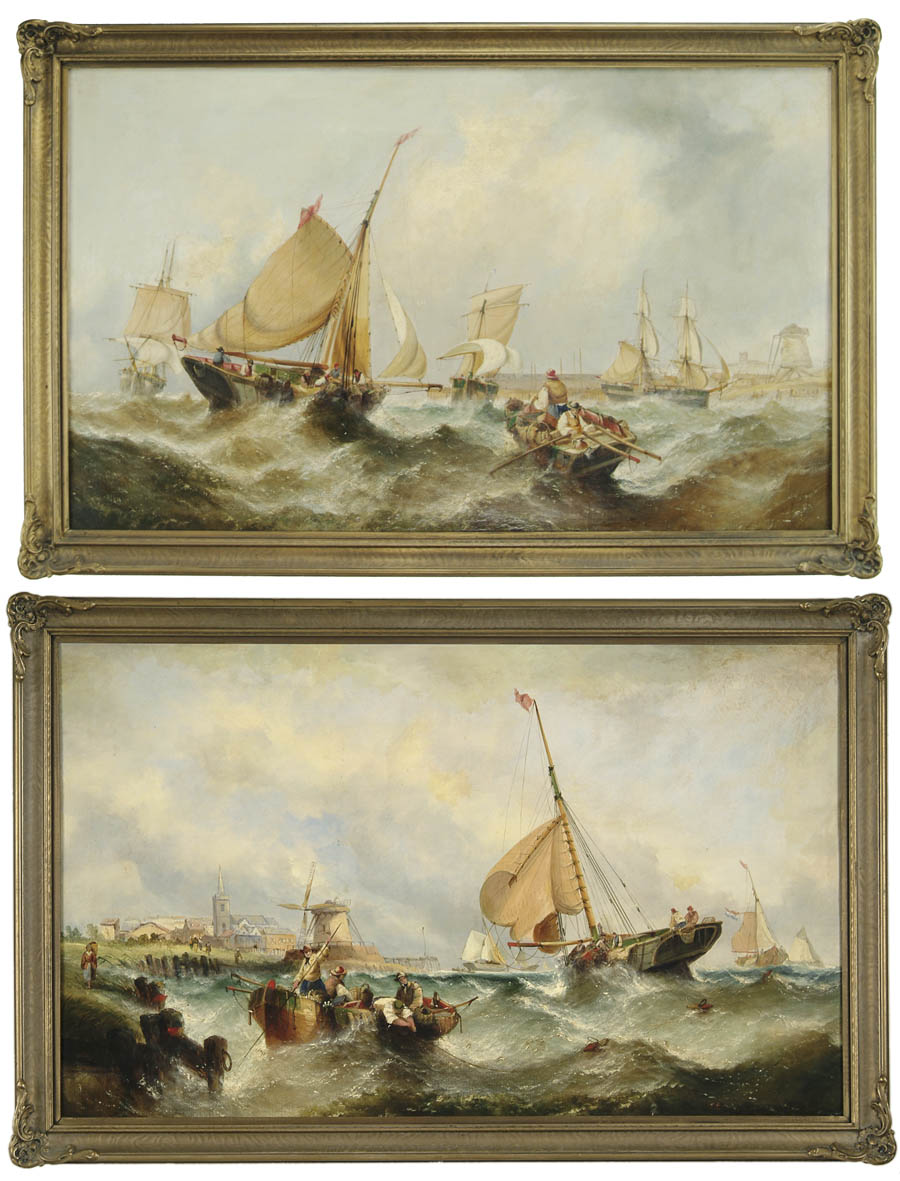 Appraisal: WILLIAM CALLCOTT KNELL British - PAIR OF SHIPPING SCENES Both