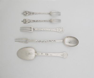 Appraisal: A William and Mary engraved trefid sweet meat fork maker's