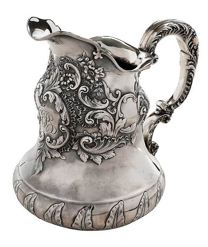 Appraisal: Sterling Reed Barton Pitcher American th century shaped body scroll