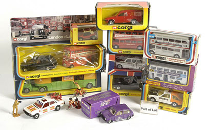 Appraisal: Dinky Corgi and Matchbox Buses and Taxis - lot comprises