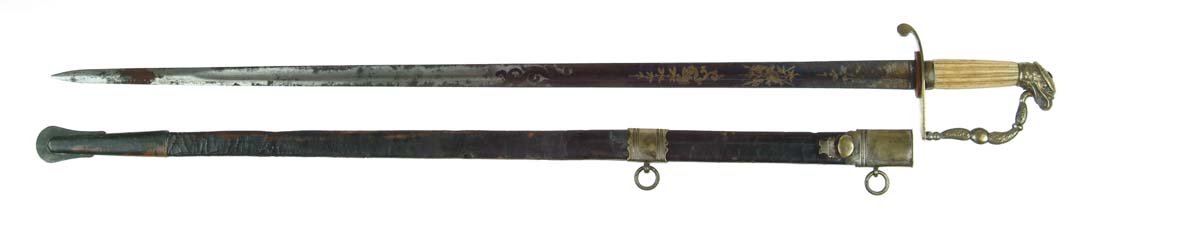 Appraisal: EAGLE HEAD MILITIA SWORD - blade exhibits blue and gold