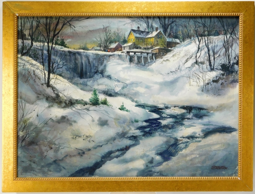 Appraisal: W SPENCER CROOKS WINTER COTTAGE LANDSCAPE PAINTING Rhode Island Ireland