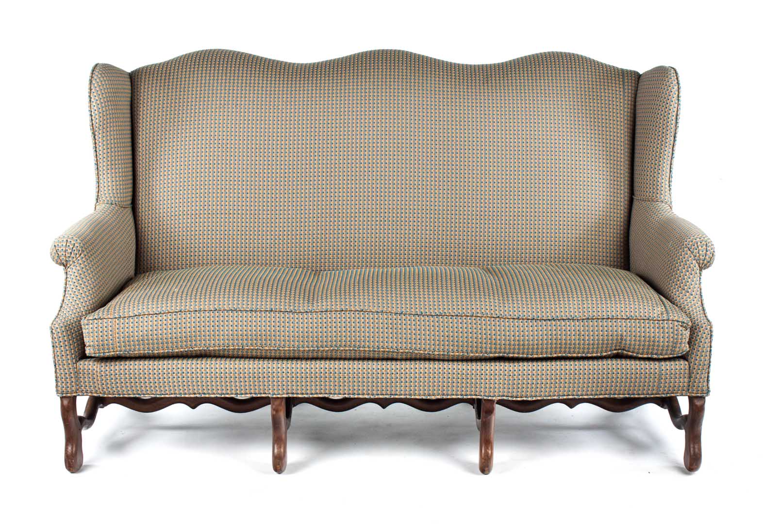 Appraisal: Louis XIII style carved oak upholstered sofa