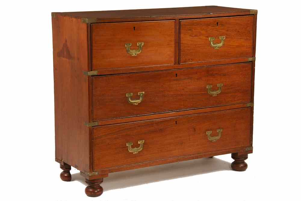 Appraisal: CAMPAIGN CHEST - th c English Two over Two Drawer