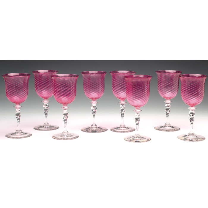 Appraisal: Exceptional Steuben wine glasses set of eight Grenadine pattern in