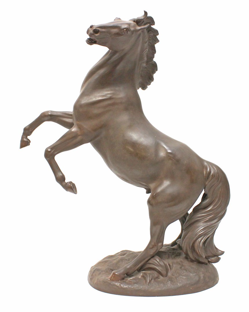 Appraisal: A Meissen porcelain 'bronzed' stallion modelled in a rearing pose