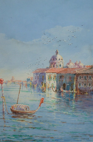 Appraisal: E Sivado late th Century- 'Giudecca Venice' gouache signed and