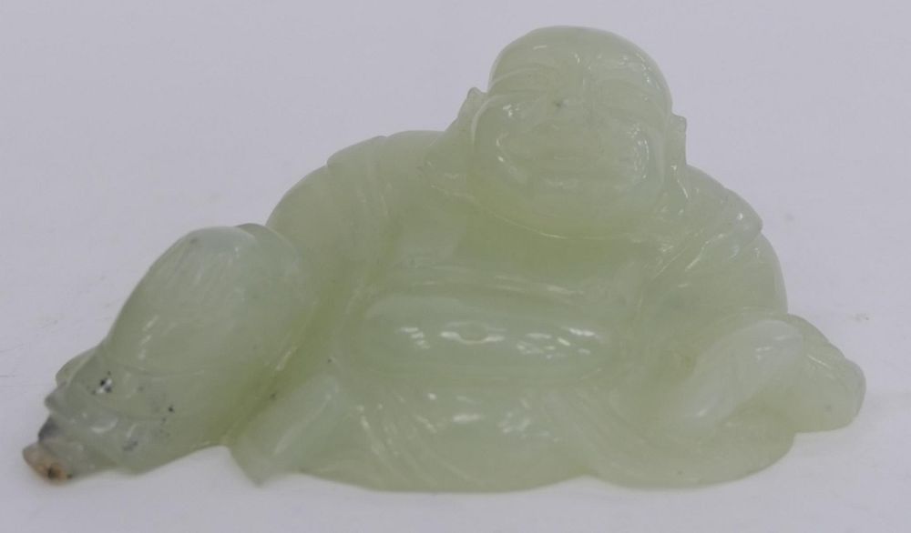 Appraisal: VINTAGE CHINESE SEATED JADE BUDDAH Measures wide dates to mid