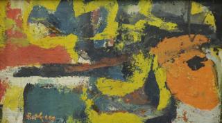 Appraisal: BOTKIN Henry Oil on Board Abstraction Signed lower left further