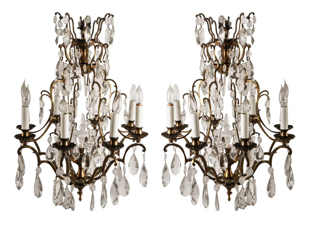 Appraisal: PAIR OF FRENCH STYLE DROP CRYSTAL CHANDELIERSCondition in need of