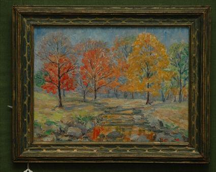 Appraisal: Oil on Board Autumn Landscape Signed Kamp