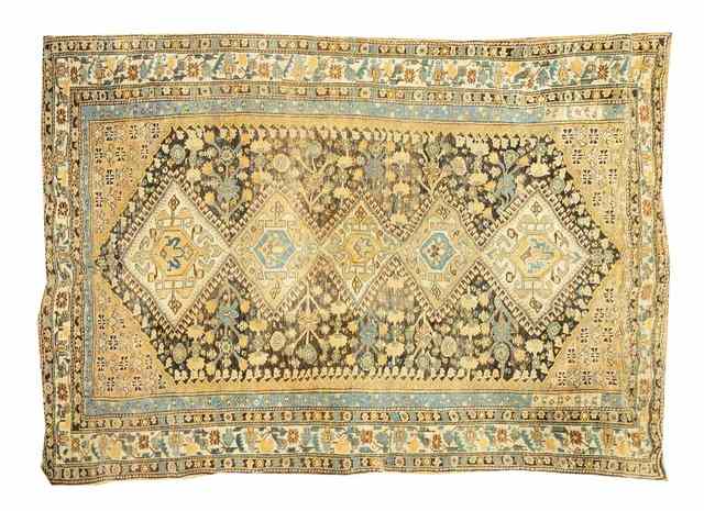 Appraisal: AN ANTIQUE PERSIAN SHIRAZ GALLERY RUNNER decorated with four interlinked