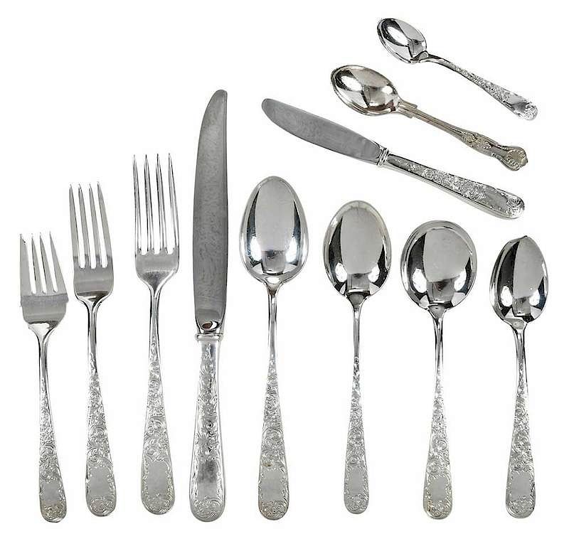 Appraisal: Old Maryland Engraved Sterling Flatware American th century including pieces