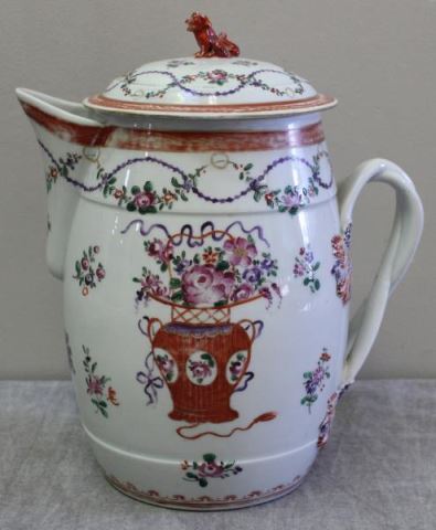 Appraisal: Chinese Export Cider Jug and Cover Well decorated with urns