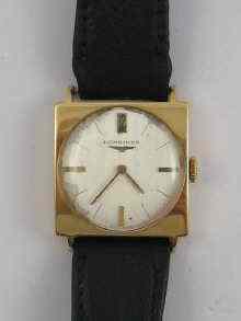 Appraisal: An ct gold Longines gent's wrist watch The square case