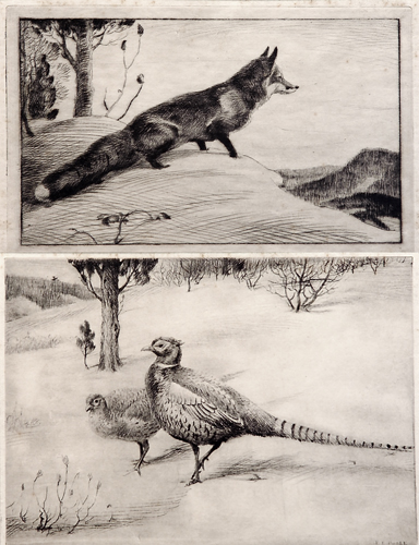 Appraisal: Earl S Poole American th c two etchings Pheasants x