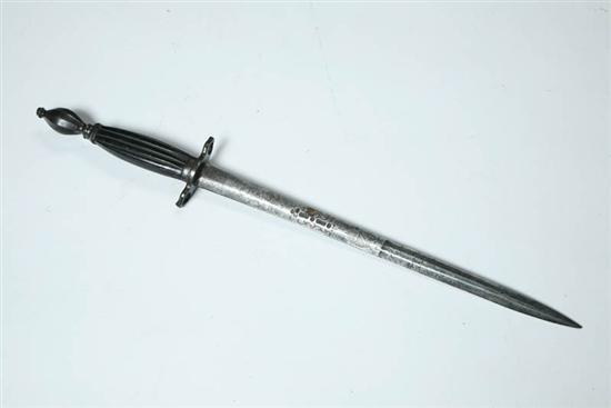 Appraisal: DAGGER European th century or earlier Narrow stiletto-type engraved blade