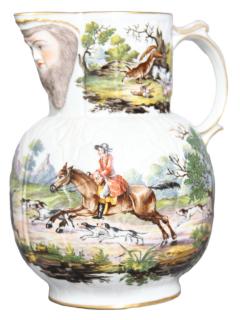 Appraisal: An English Mask Jug with Hunt Scene th century Hand