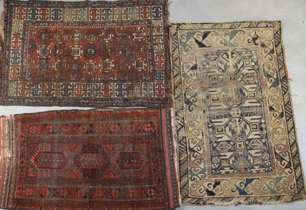 Appraisal: Group of three antique rugs including Baluchistan ' x '