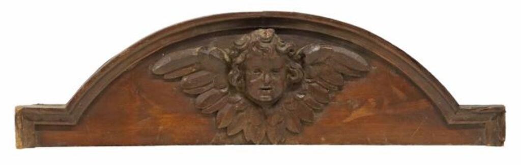 Appraisal: French walnut crest architectural panel late th c having carved