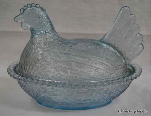 Appraisal: Vintage Azure Blue Hen On A Nest Candy DishProduced by