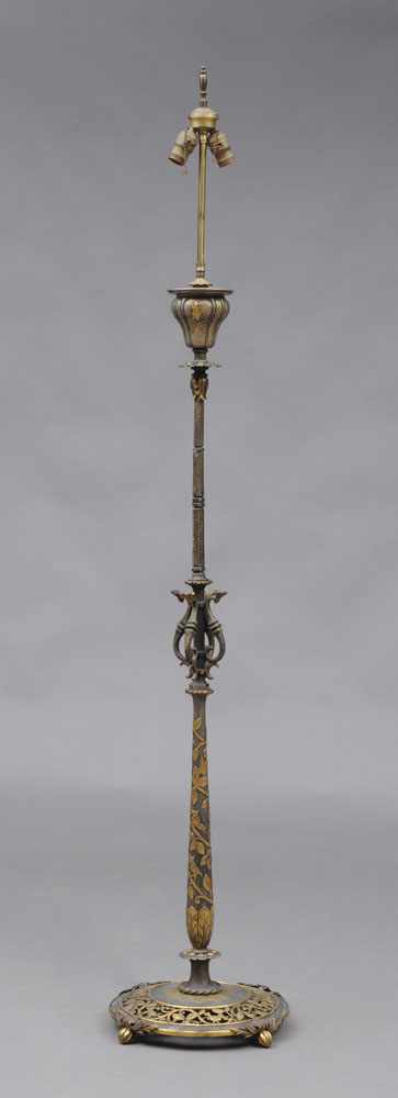 Appraisal: RENAISSANCE STYLE WROUGHT IRON AND GILT-METAL FLOOR LAMP E F