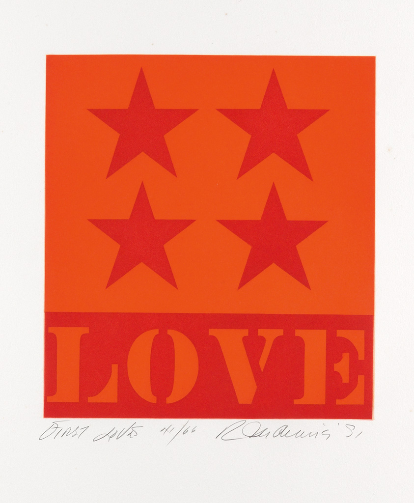 Appraisal: ROBERT INDIANA First Love Color aquatint x mm x inches