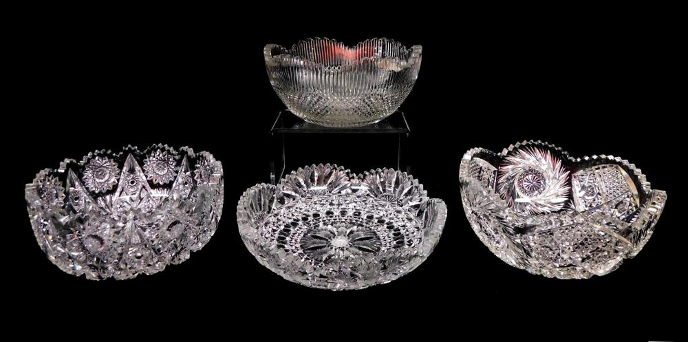 Appraisal: Four brilliant cut centerpiece glass bowls all clear glass with