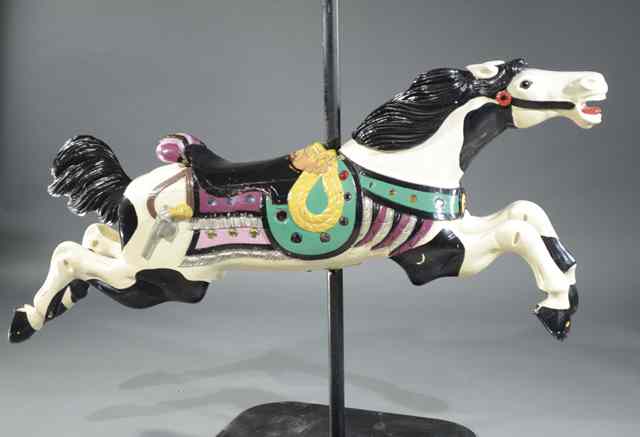 Appraisal: VINTAGE CARVED AND PAINTED WOOD CAROUSEL HORSE ON STAND C