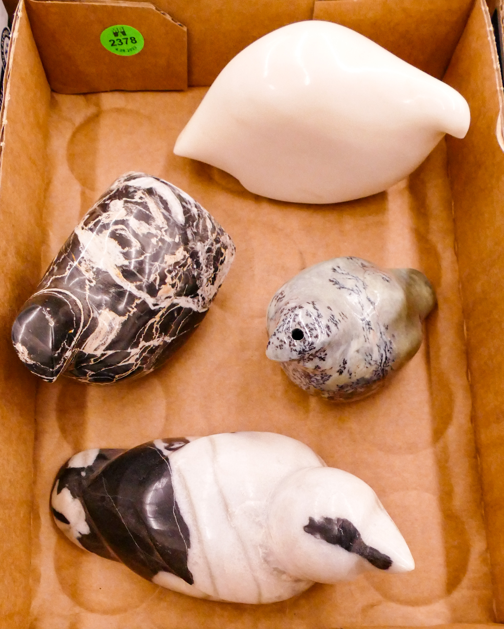 Appraisal: Box pc Modern Stone Bird Carvings -largest ''