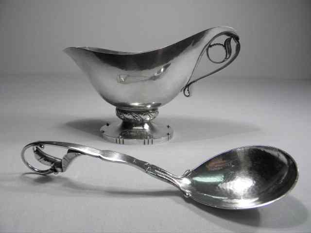 Appraisal: Georg Jensen sterling silver gravy boat and ladle in the